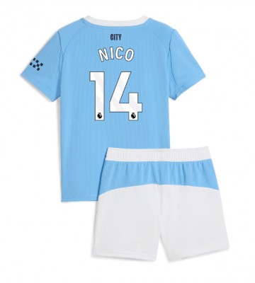 Manchester City Nico Gonzalez #14 Prima Maglia Bambino 2025-26 Manica Corta (+ Pantaloni corti)